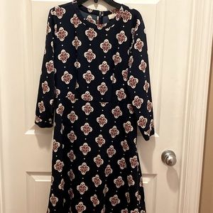 Loft long sleeve fit and flair floral print dress.